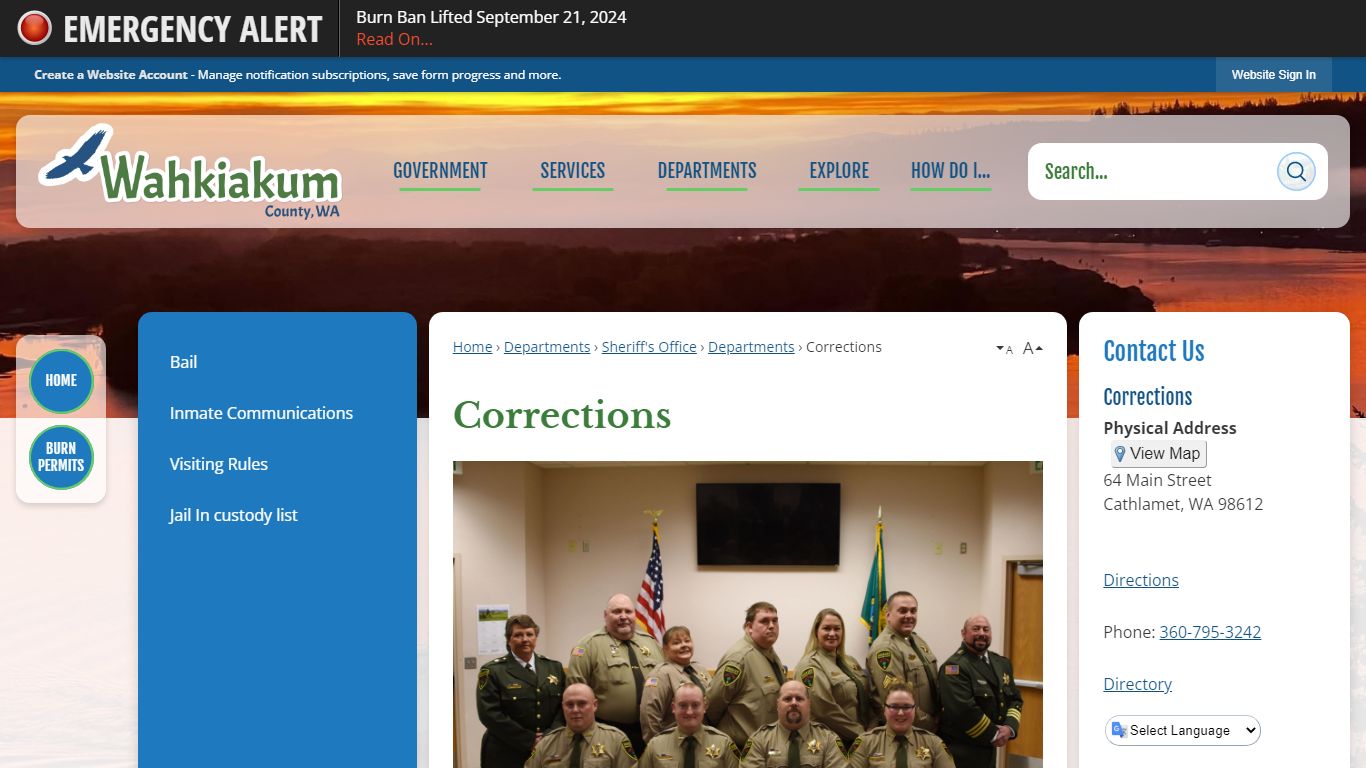 Corrections | Wahkiakum County, WA